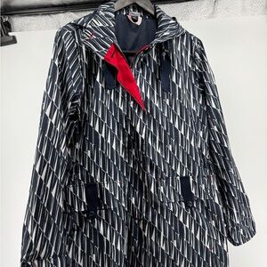 Lands' End Navy and White Patterned Jacket